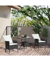 Outsunny 3pc Patio Furniture, Wicker Reclining Chairs & Table,