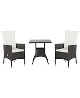 Outsunny 3pc Patio Furniture, Wicker Reclining Chairs & Table,