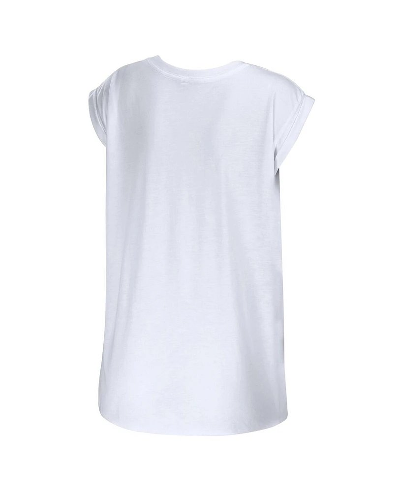 Women's Wear by Erin Andrews White Atlanta Falcons Greetings From Muscle T-shirt