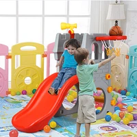 Children Climber Slide Set w/ Basketball Hoop and Telescope Toy Indoor & Outdoor