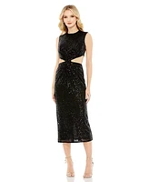 Mac Duggal Women's Ieena Sequin Front Twist Cut Out Column Dress