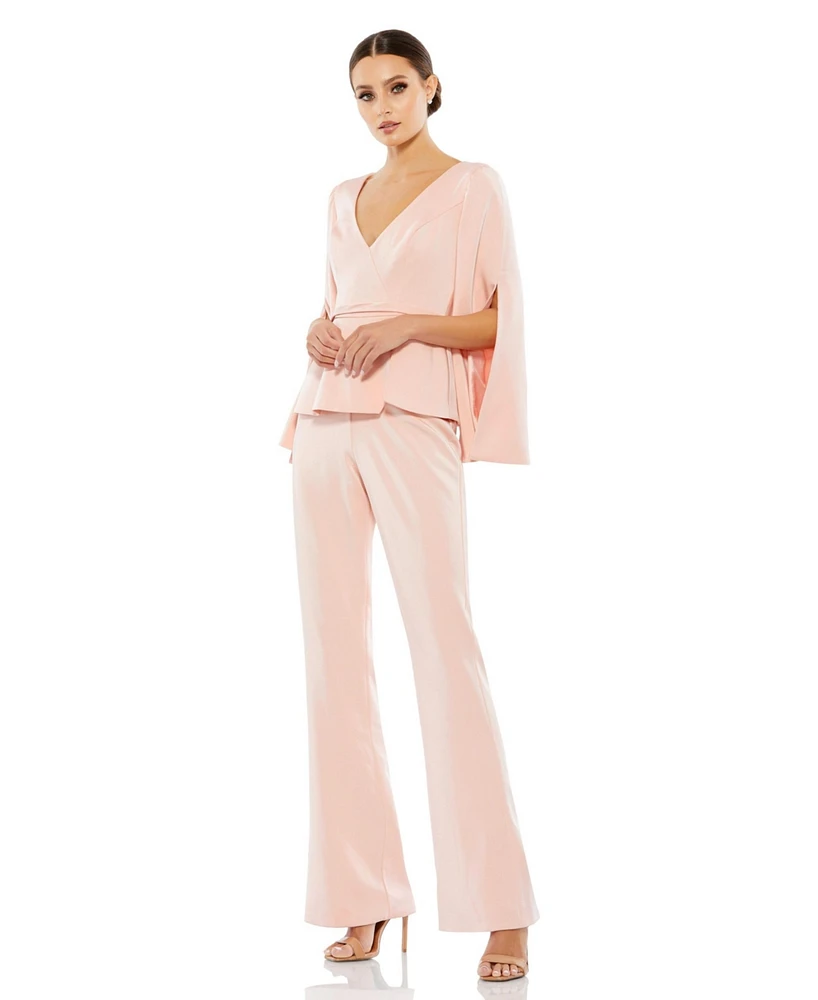 Mac Duggal Women's Ieena Long Sleeve Pant Suit