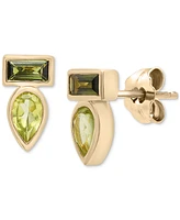Audrey by Aurate Peridot (3/8 ct. t.w.) & Green Tourmaline (1/3 ct. t.w.) Bezel Stud Earrings in Gold Vermeil (Also available in Morganite & Pink Topa