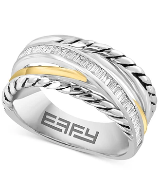 Effy Diamond Baguette Crossover Ring (1/5 ct. t.w.) in Sterling Silver & 14k Gold-Plate