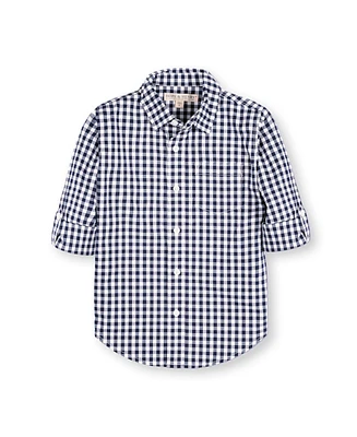 Hope & Henry Boys Long Sleeve Stretch Poplin Roll-Up Button Down Shirt