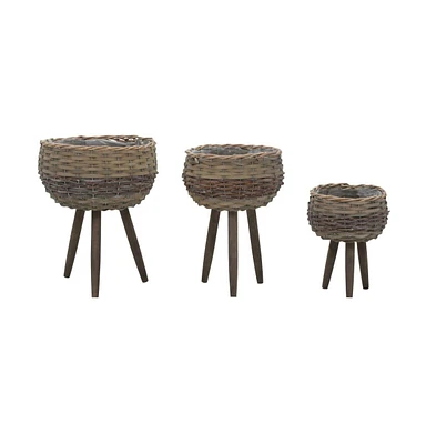 Planter 3 pcs Wicker with Pe Lining