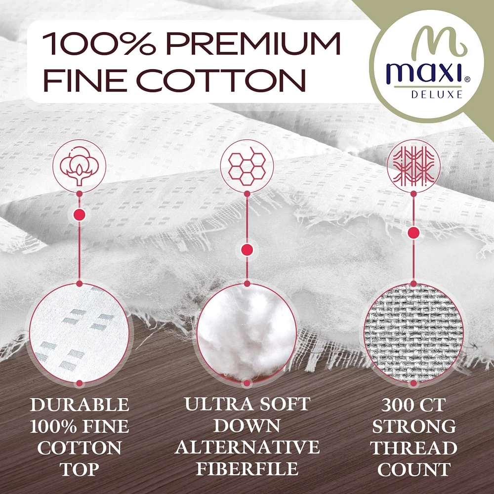 Maxi Soft and Comfortable Luxury Mattress Pad - 100% Cotton Sateen - 300 Thread Count - Crib