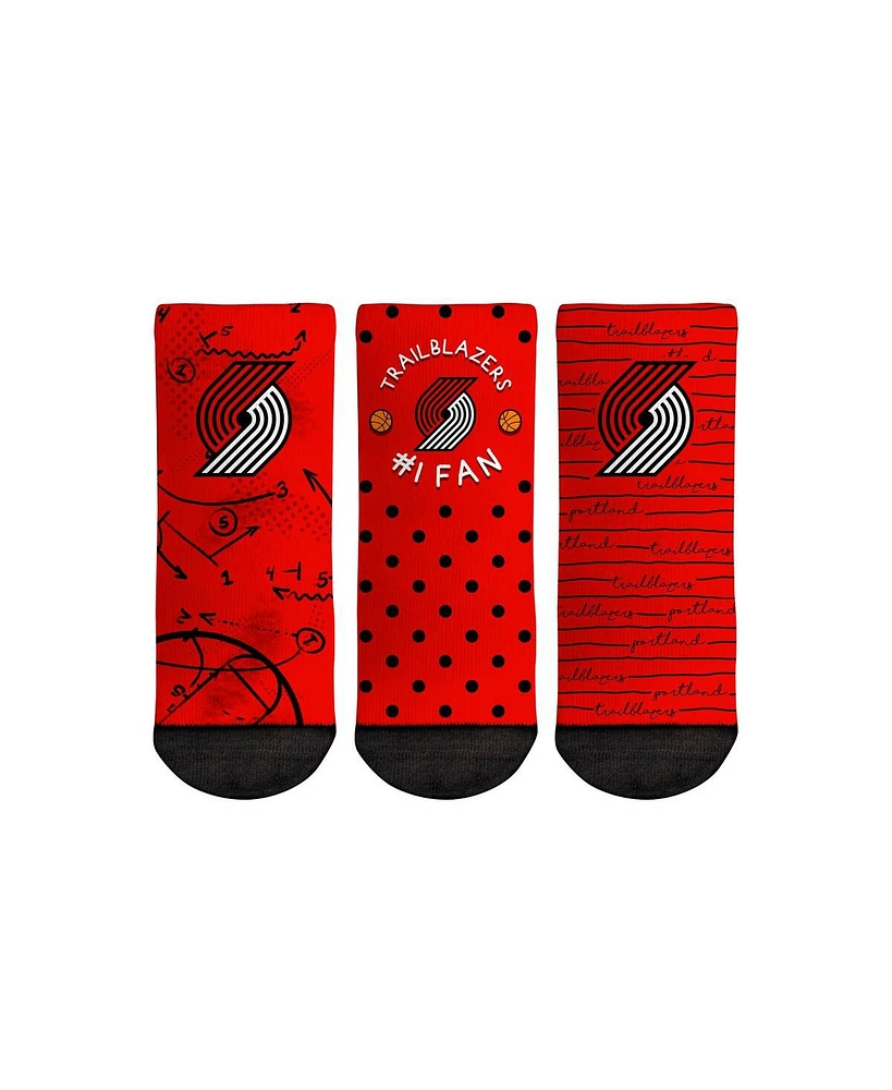 Toddler Boys and Girls Rock 'Em Socks Portland Trail Blazers #1 Fan 3-Pack Crew Socks Set