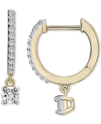 Wrapped Diamond Dangle Hoop Earrings (1/4 ct. t.w.) in 14k Gold, Created for Macy's
