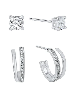And Now This Crystal Hoop and Cubic Zirconia Stud Earring Set