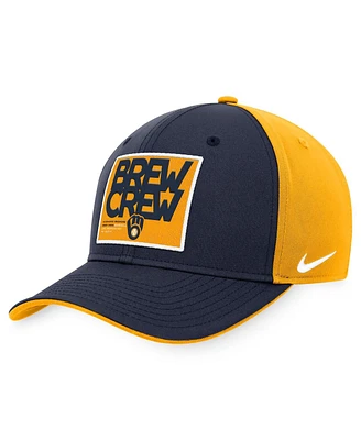 Men's Nike Navy, Gold Milwaukee Brewers Classic99 Colorblock Performance Snapback Hat