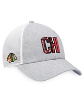 Women's Fanatics Heather Gray, White Chicago Blackhawks Iconic Glimmer Trucker Snapback Hat