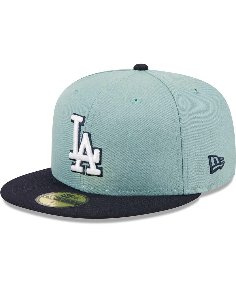 Men's New Era Light Blue, Navy Los Angeles Dodgers Beach Kiss 59FIFTY Fitted Hat