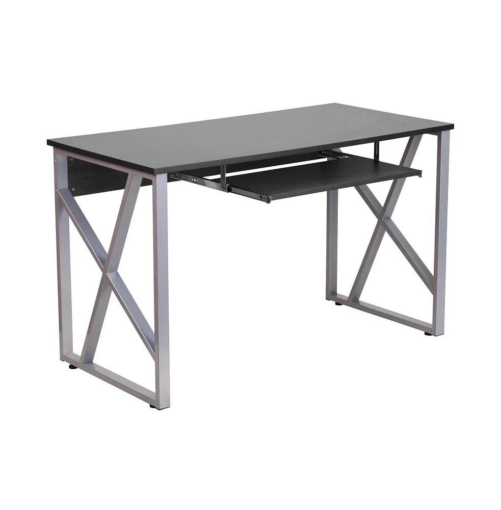 Computer Desk With Pull-Out Keyboard Tray And Cross-Brace Frame