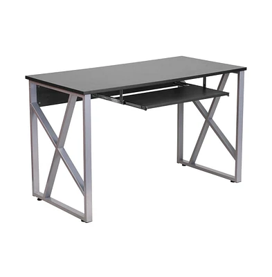 Computer Desk With Pull-Out Keyboard Tray And Cross-Brace Frame