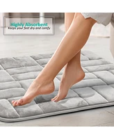 3 Piece Ultra Soft Non-Slip Plush Memory Foam Bath Rug Set - Small, Large & Contour Tiled Design