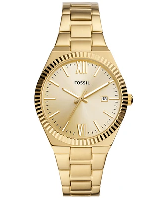 Fossil Women's Scarlette Three-Hand Date Gold-Tone Stainless Steel Watch, 38mm
