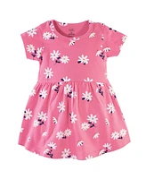 Hudson Baby Baby Girls Hudson Cotton Short-Sleeve Dresses 2pk, Pink Daisy