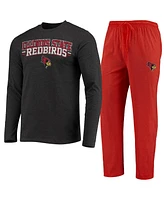 Men's Concepts Sport Red, Heathered Charcoal Illinois State Redbirds Meter Long Sleeve T-shirt and Pants Sleep Set