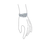 Bling Jewelry Elegant Multi Row Cubic Zirconia Graduated Cluster Teardrop Cz Wide Statement Bracelet Rhodium Plated