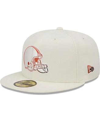 Men's New Era Cream Cleveland Browns Chrome Color Dim 59FIFTY Fitted Hat