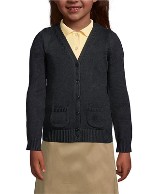 Lands' End Girls School Uniform Cotton Modal Button Front Cardigan Sweater