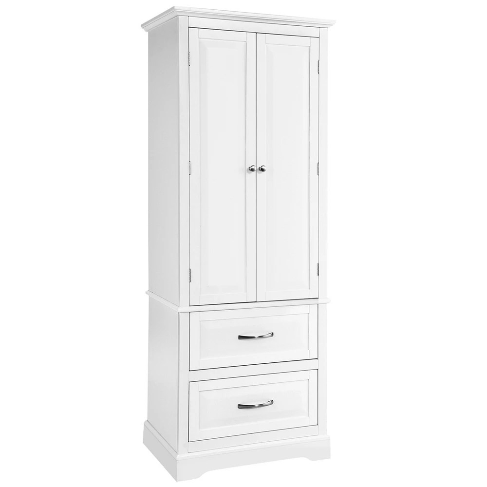 62'' Tall Bathroom Freestanding Floor Storage Cabinet with 2 Doors Shelves Drawers