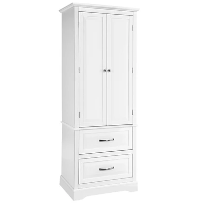 62'' Tall Bathroom Freestanding Floor Storage Cabinet with 2 Doors Shelves Drawers