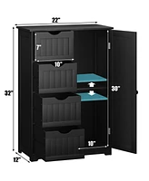 4 Drawer Freestanding Bathroom Floor Cabinet Adjustable Storage Cupboard