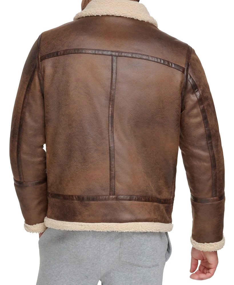 Calvin Klein Men's Classic Faux Shearling B-3 Bomber Jacket