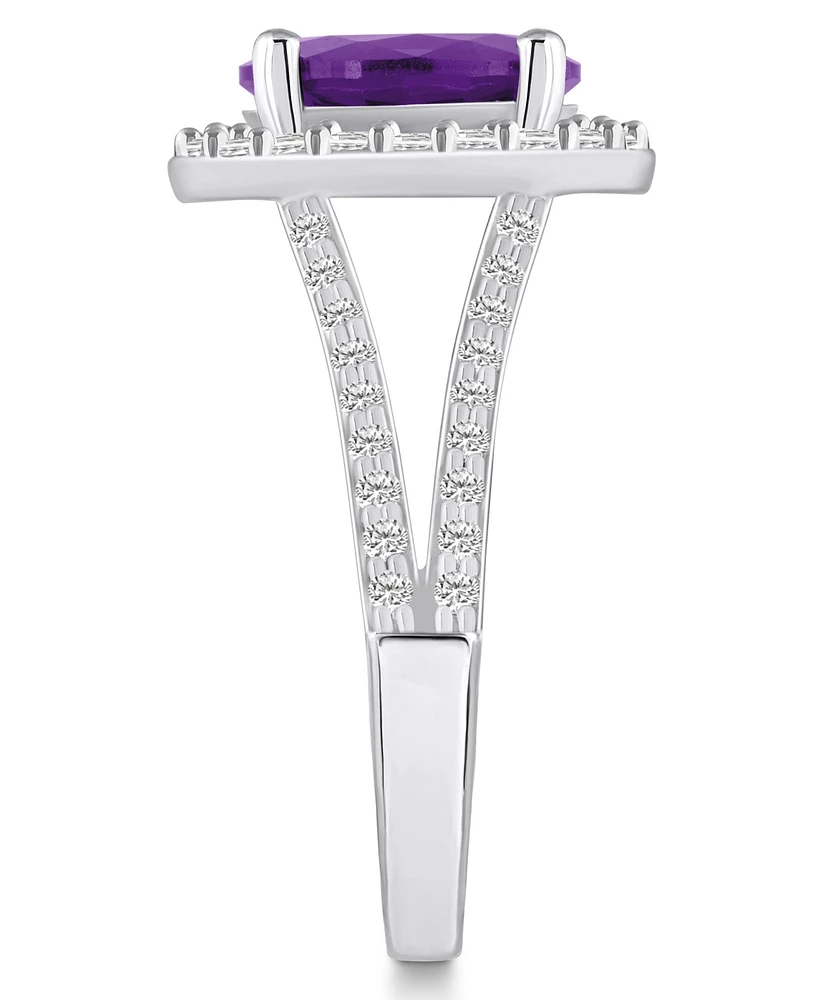 Macy's Amethyst (2-1/2 ct. t.w.) and Diamond (3/4 Halo Ring 14K Gold