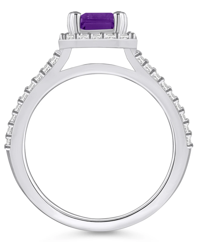 Macy's Amethyst (1-5/8 ct. t.w.) and Diamond (1/2 Halo Ring 14K Gold