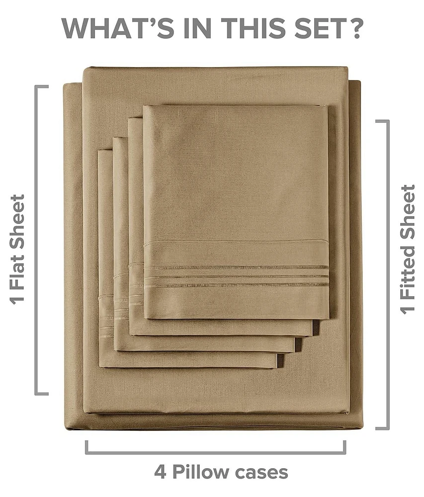 Cgk Unlimited 6 Piece Microfiber Solid Sheet Set