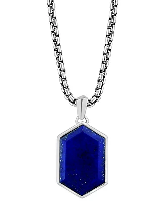 Effy Men's Lapis Lazuli Hexagon 22" Pendant Necklace in Sterling Silver