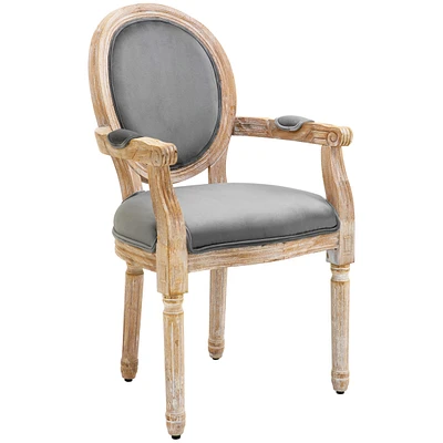 Homcom Vintage Dining Chair Solid Wood Frame Living Room Upholste Seat,