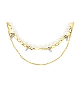Ash Pearl and Spike Layered Necklace