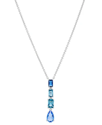 Eliot Danori Silver-Tone Mixed Stone Lariat Necklace, 16" + 2" extender, Created for Macy's