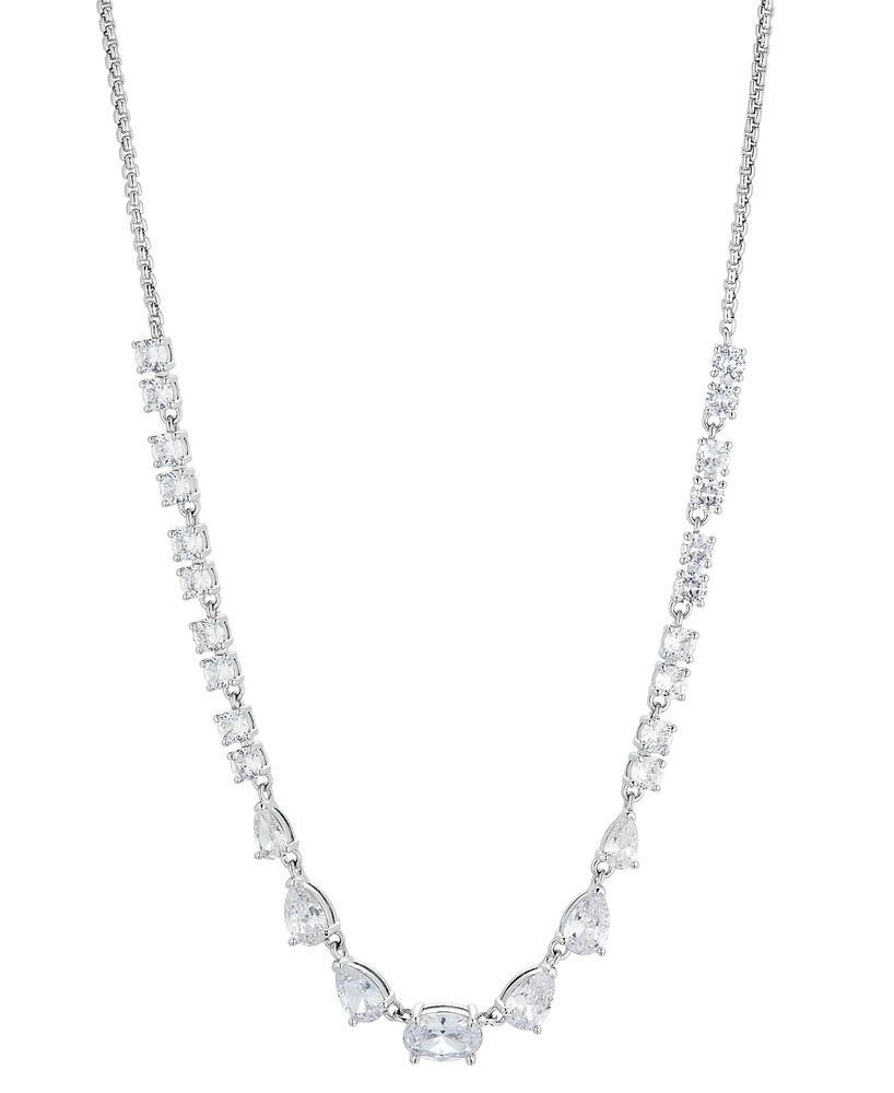 Eliot Danori Silver-Tone Mixed Crystal 15" Adjustable Statement Necklace, Created for Macy's