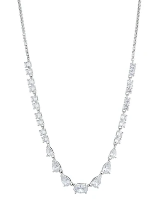 Eliot Danori Silver-Tone Mixed Crystal 15" Adjustable Statement Necklace, Created for Macy's