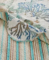 Greenland Home Fashions Atlantis Reversible Coastal 4 Piece Quilt Set, Twin/Twin Xl