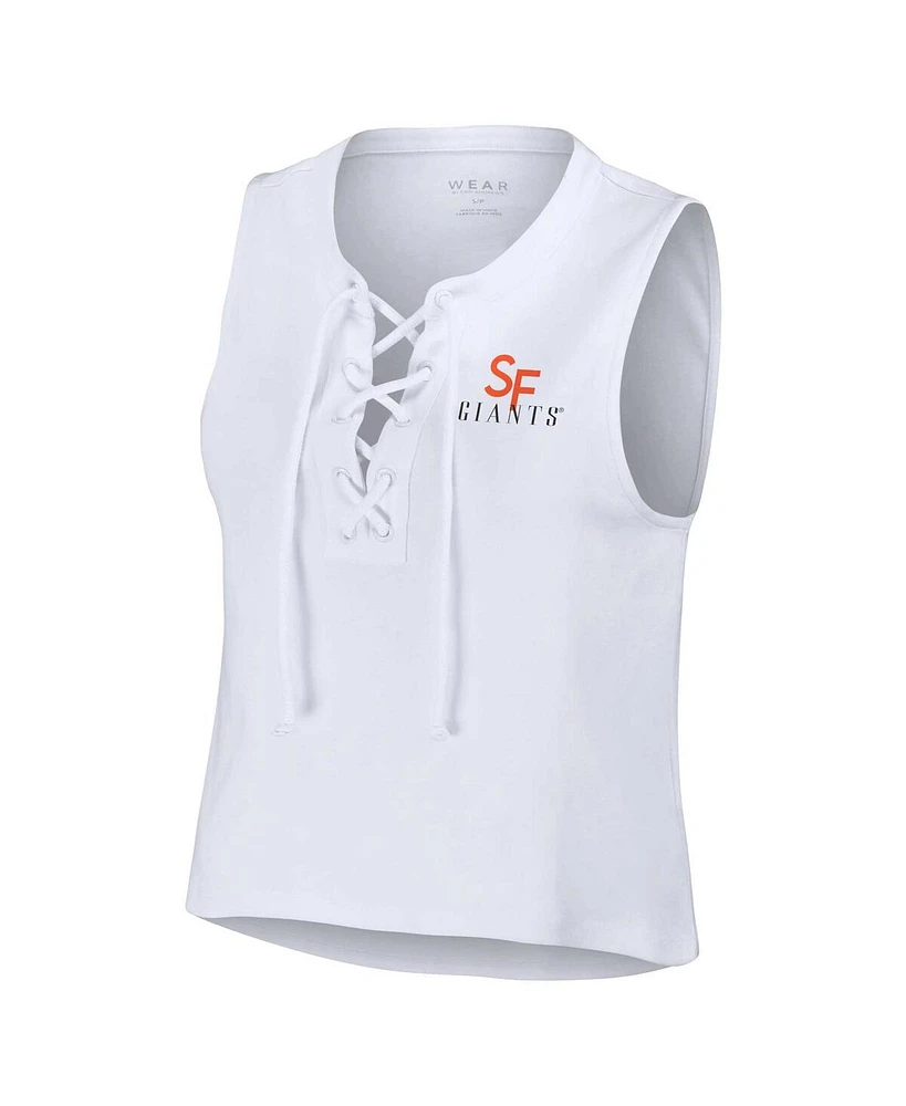 Women's Wear by Erin Andrews White San Francisco Giants Lace-Up Tank Top