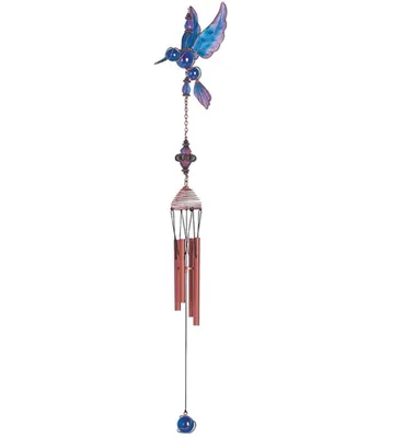 23" Long Hummingbird Copper and Gem Wind Chime