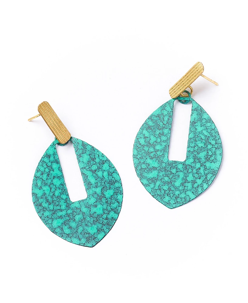 Matr Boomie Nihira Teal Patina Sphere Drop Earrings