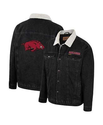 Men's Colosseum x Wrangler Charcoal Arkansas Razorbacks Western Button-Up Denim Jacket