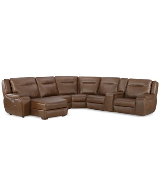 Closeout! Hansley 6-Pc. Zero Gravity Leather Sectional with 2 Power Recliners and Chaise, Created for Macy's