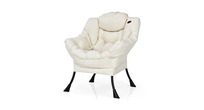 Modern Polyester Fabric Lazy Chair with Steel Frame and Side Pocket