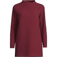 Lands' End Women's Petite Long Sleeve Textured Pique Funnel Neck Tunic