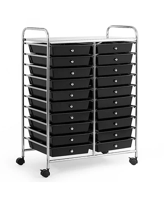 20 Drawers Rolling Storage Cart Art Craft Organizer on Wheels