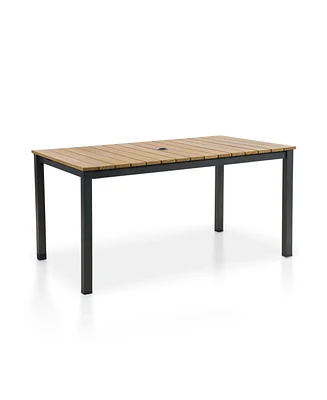 Furniture of America 29" Solid Teak Top Outdoor Dining Table with Umbrella Hole