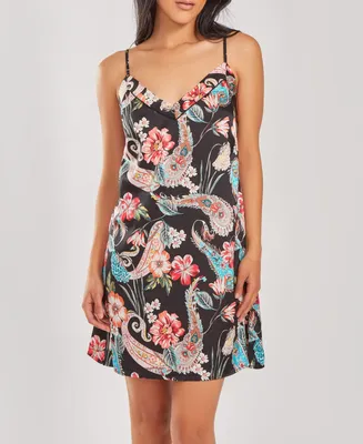 iCollection Women's Silky Soft Short Printed Chemise Nightgown